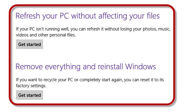 How to reset your windows 8 6