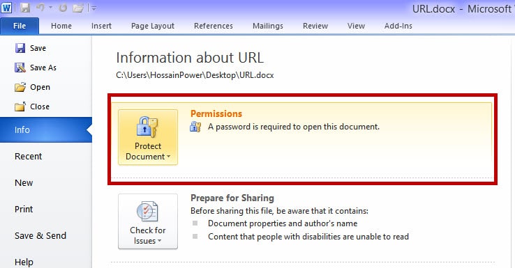 Password in Office File 6