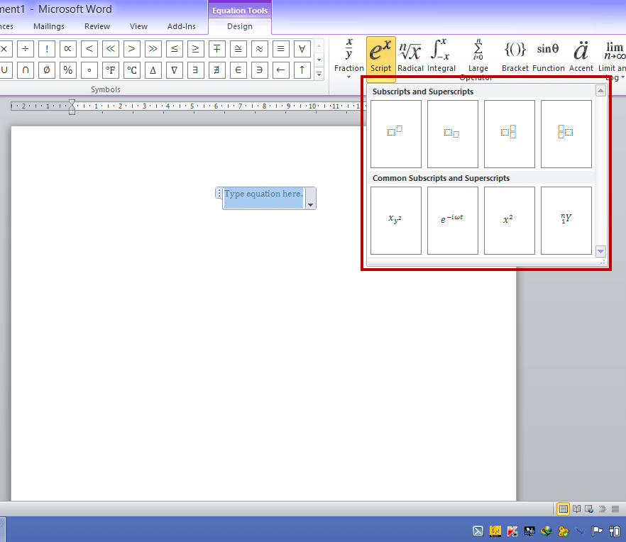 Equation editor Script
